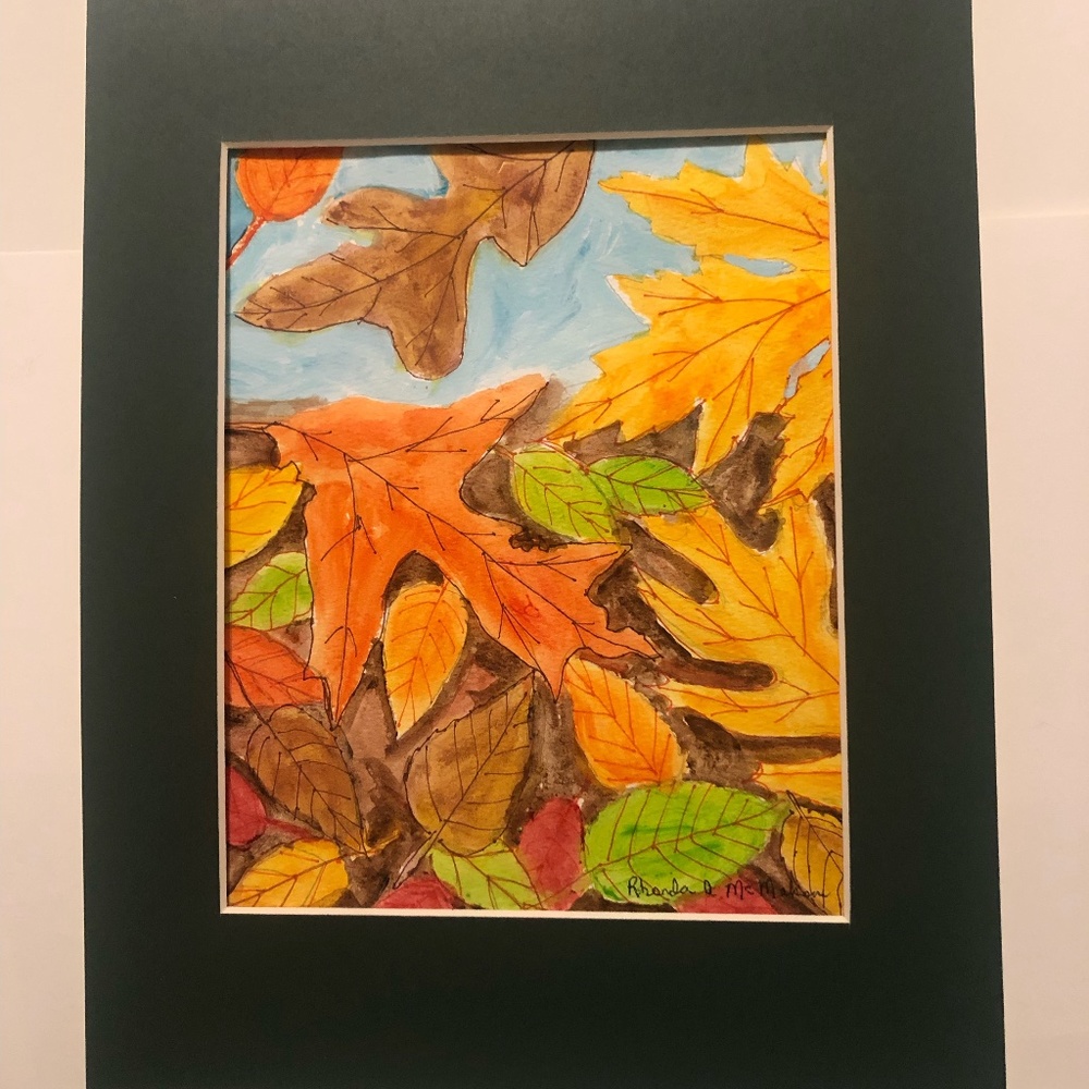 Fall Leaves HAND CRAFTED Watercolor Painting